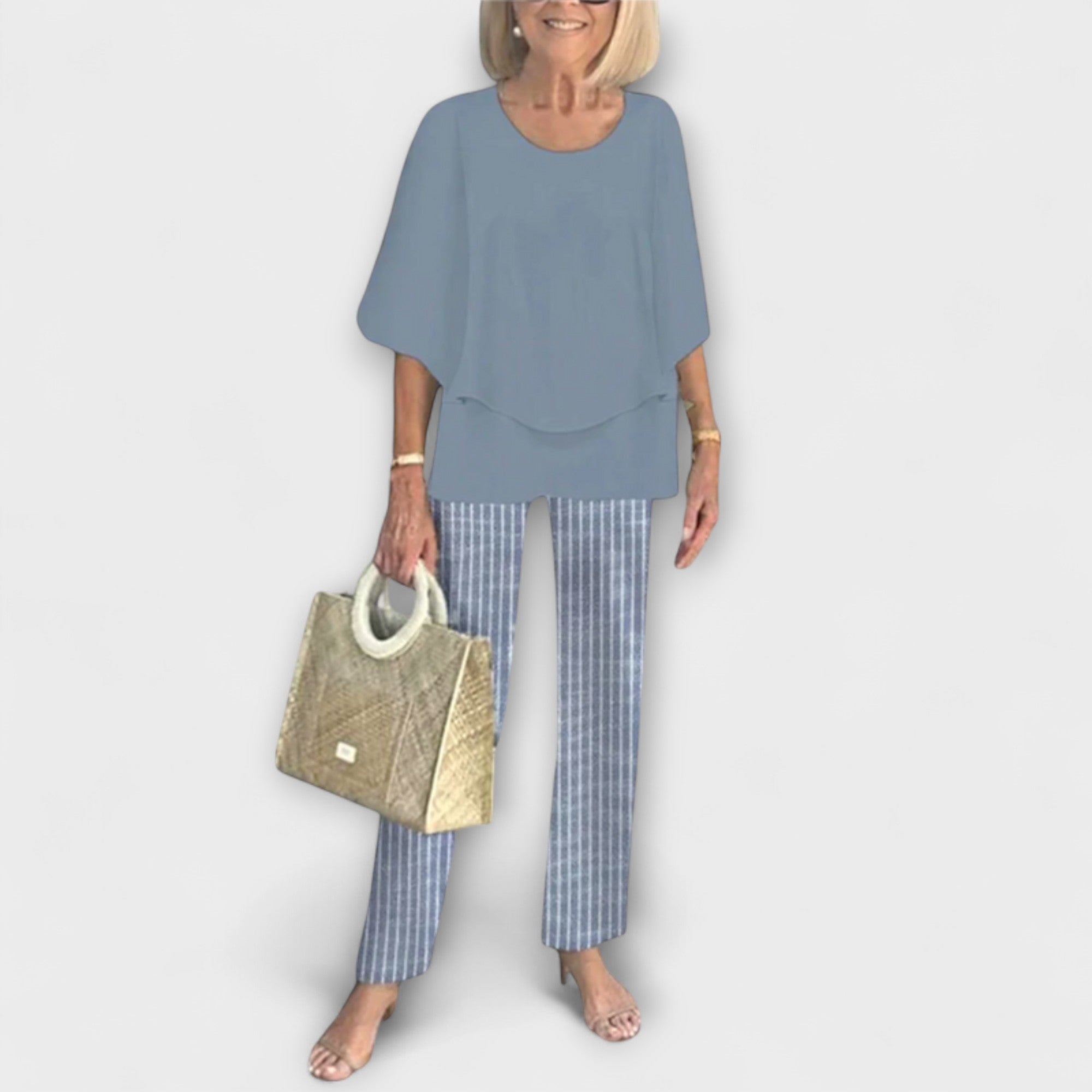 Rosamund - Modernus komplektas su patogia bluze ir kelnėmis