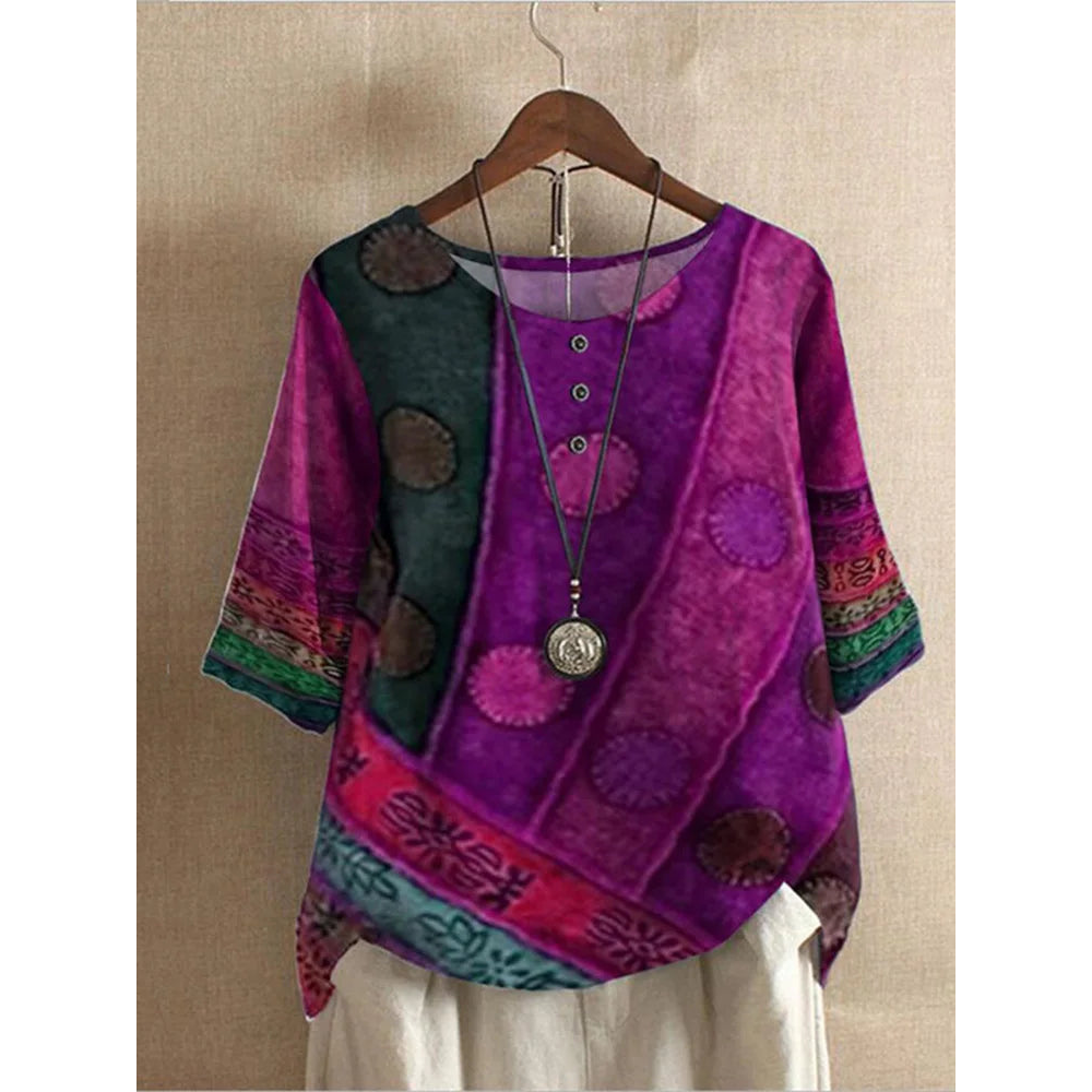 Valerie - Spalvingas boho topas