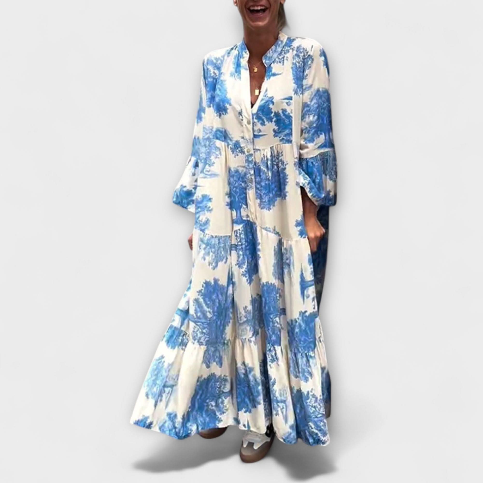 Nerina - Elegantiškos gėlės maxi suknelė