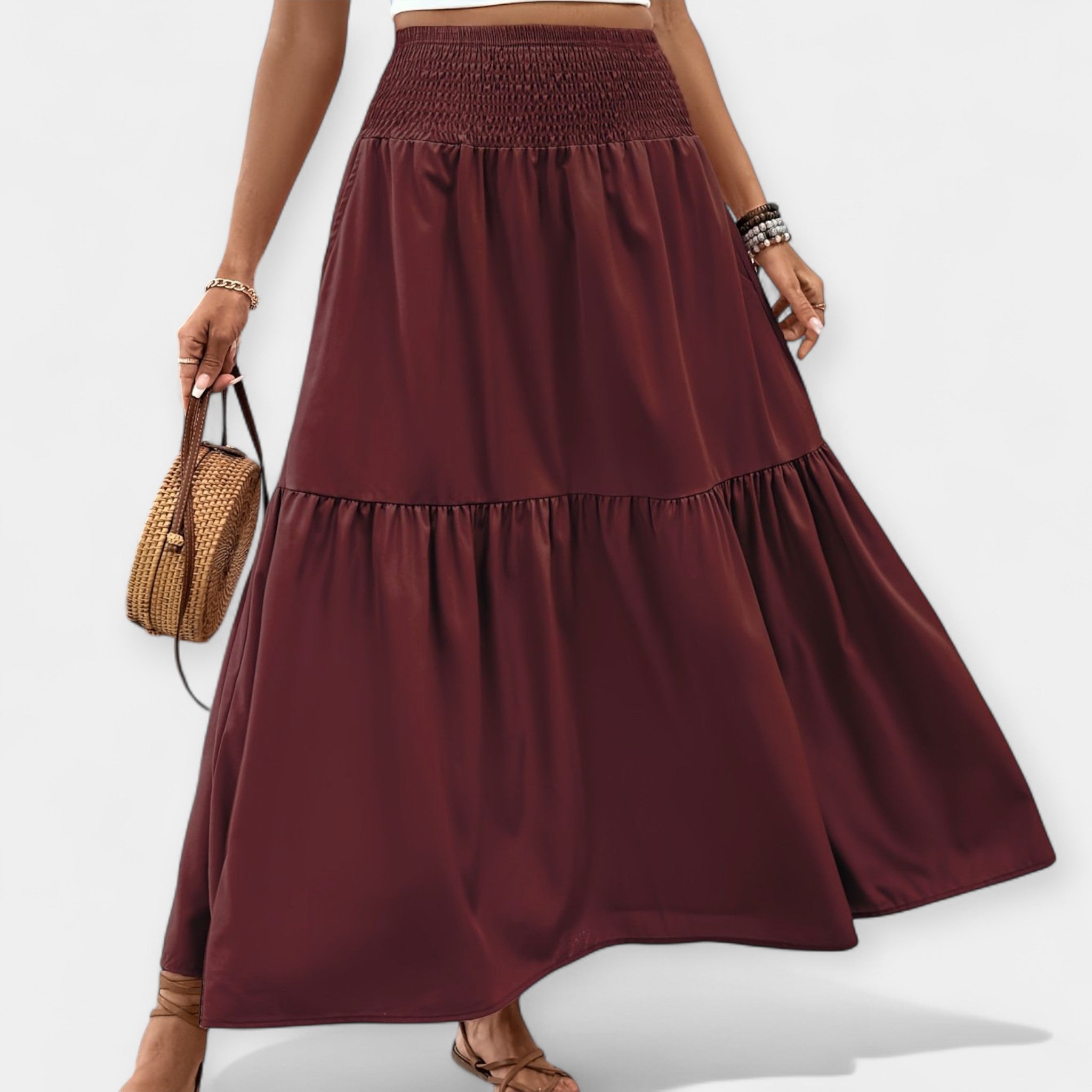Adéla Išskirtiniai Gėlėti Sijonai su Elastinga Juosta
