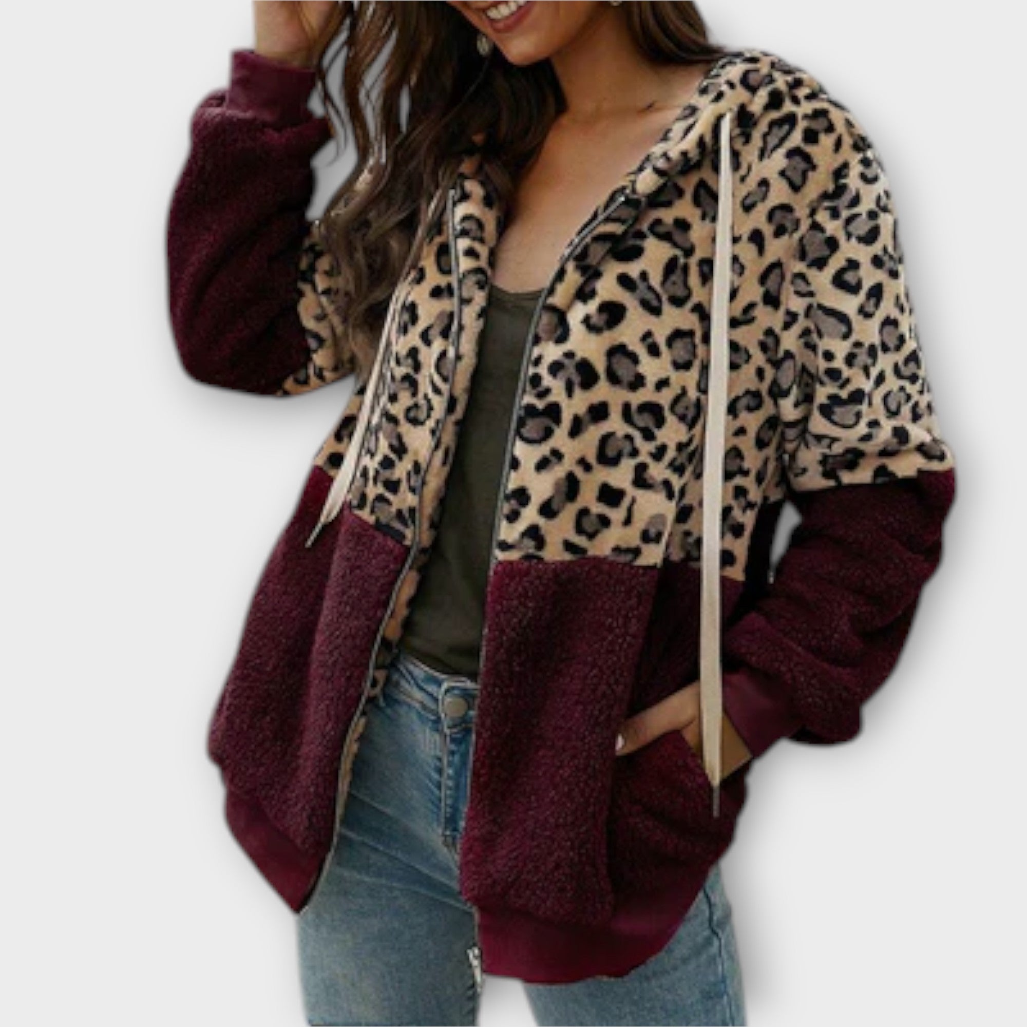 Lea - Fleece mikina su leopardų dizainu