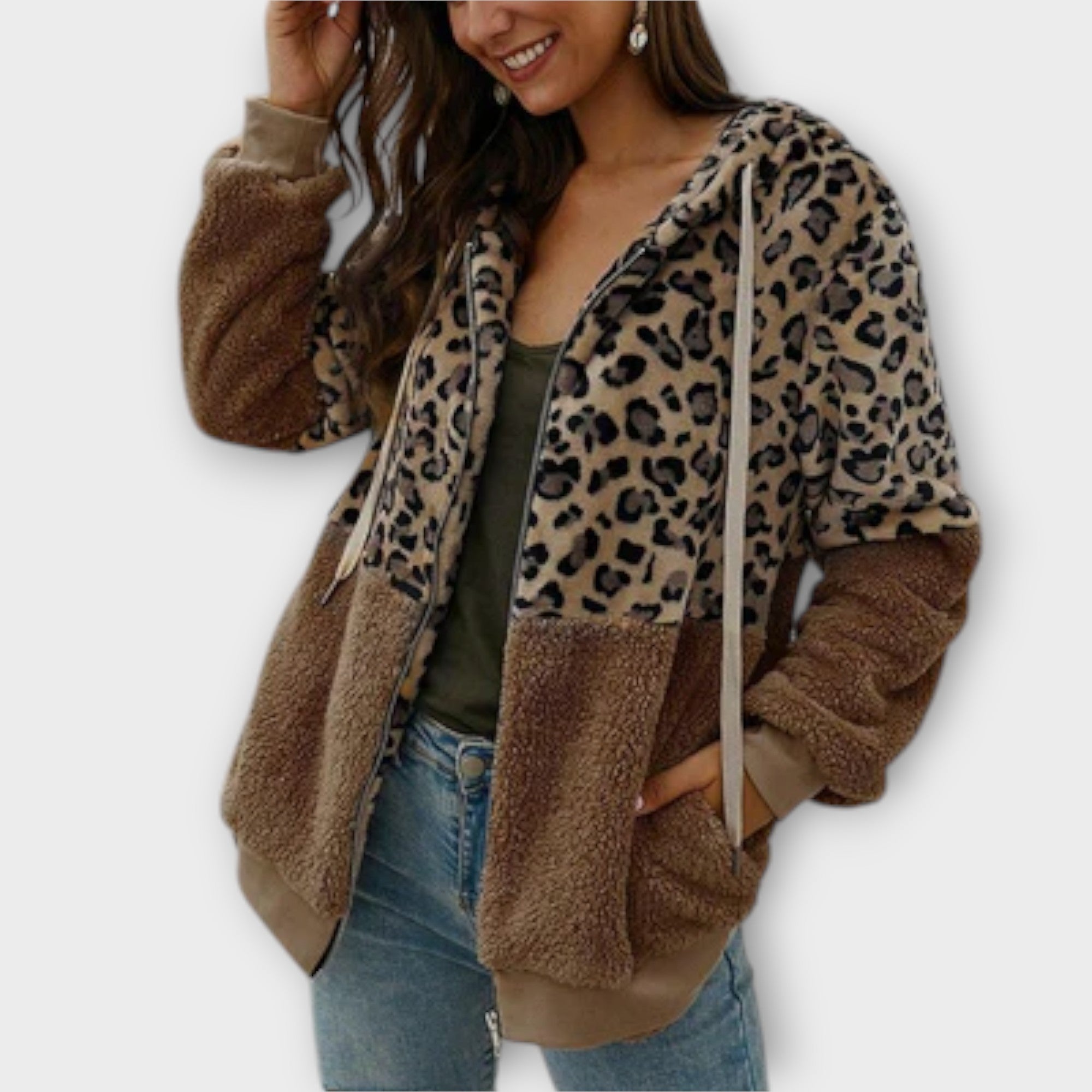 Lea - Fleece mikina su leopardų dizainu
