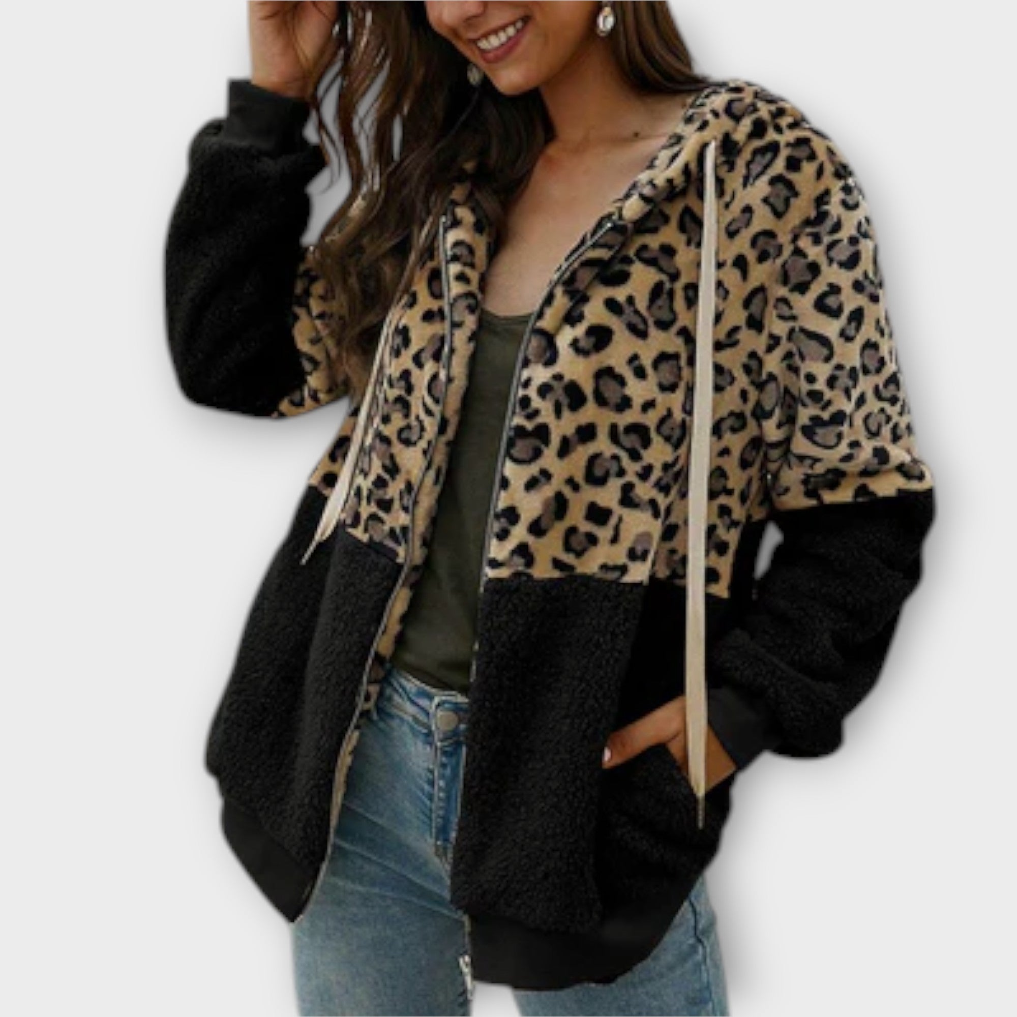 Lea - Fleece mikina su leopardų dizainu