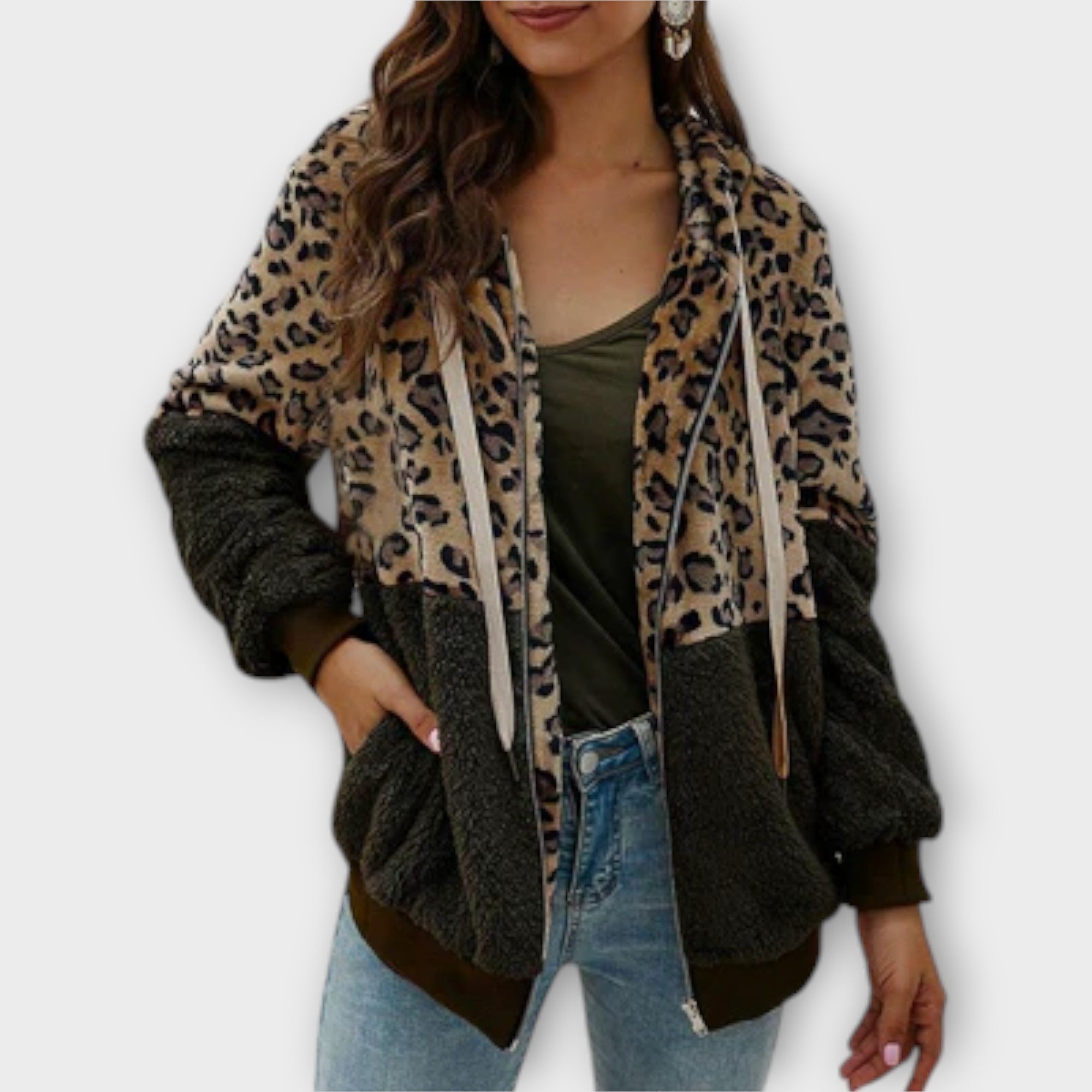 Lea - Fleece mikina su leopardų dizainu
