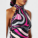 Everly - Sada halter topas ir asimetrinė midi suknelė