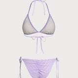Violetinis geometrinis tekstūruotas bikini komplektas